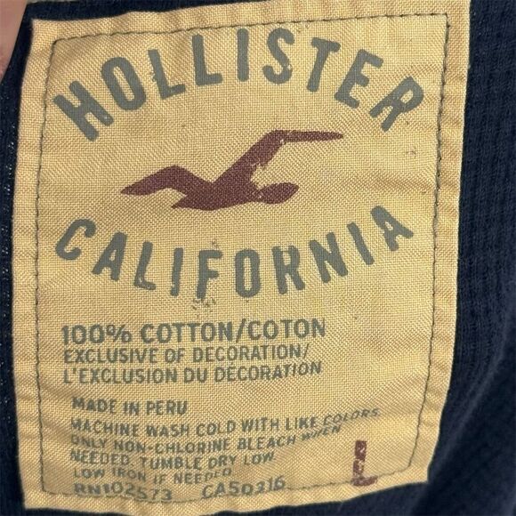 2K Hollister SoCal Navy Waffle Knit Thermal Long Sleeve Shirt Men’s L Retro Prep - Picture 6 of 6